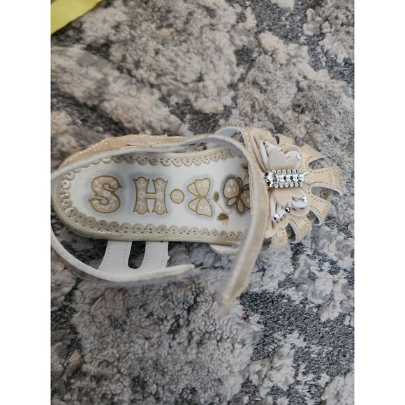 S.H. Toddler Girls Glittery Butterfly Slip-On Sandals Cream/Silver Size 6 - Picture 5 of 9